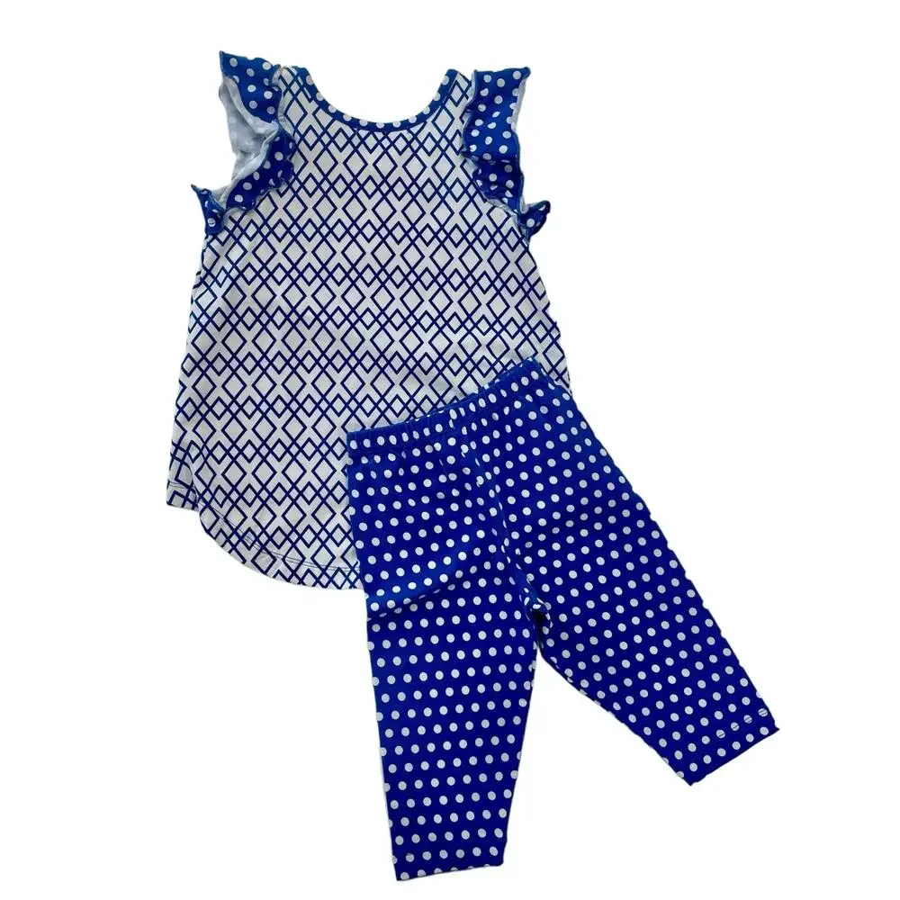 NWT Tara Collection Girls Blue & White Kentucky High Low Tunic Legging Set 3